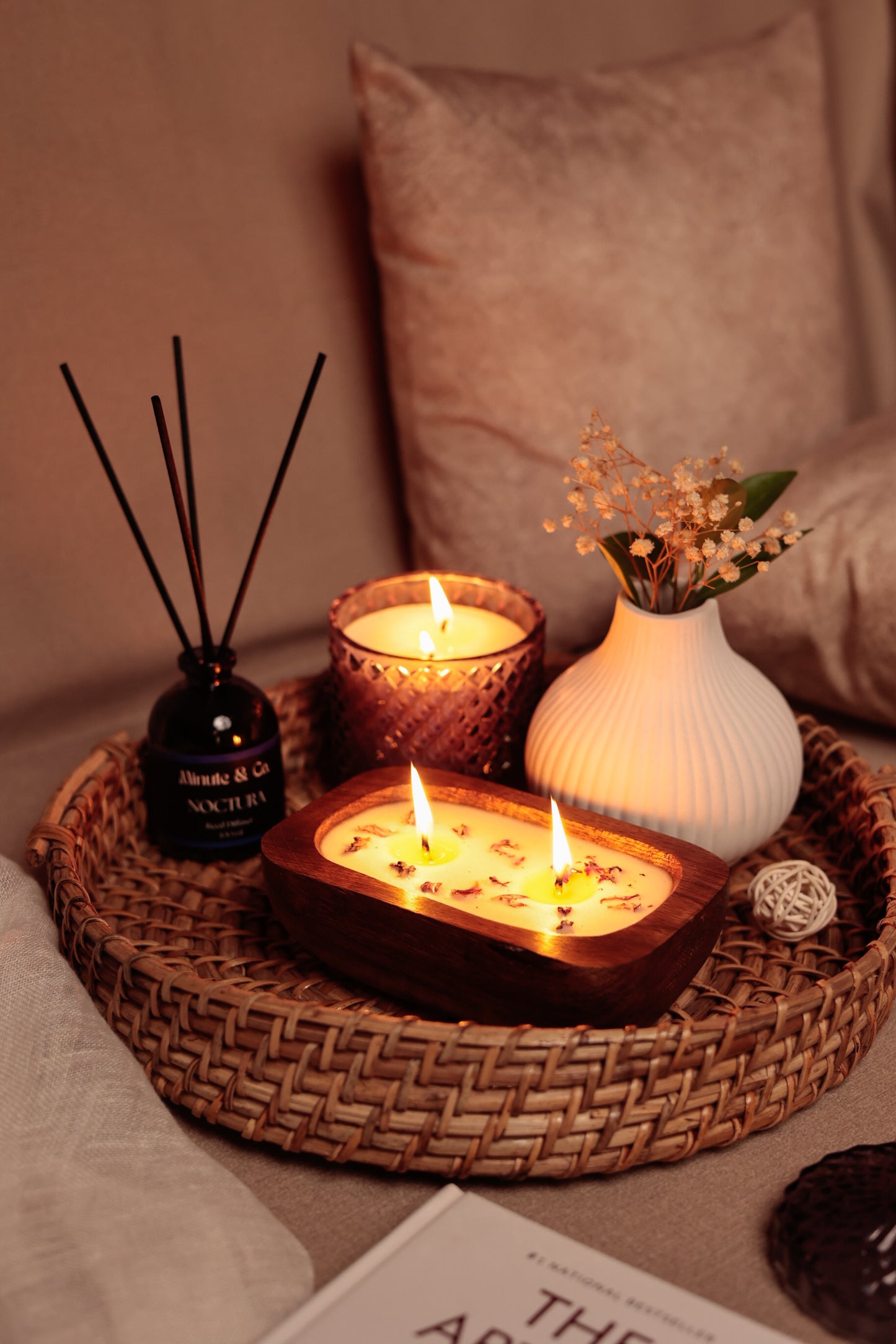 Wooden Bowl Candle | Patchouli+Basil