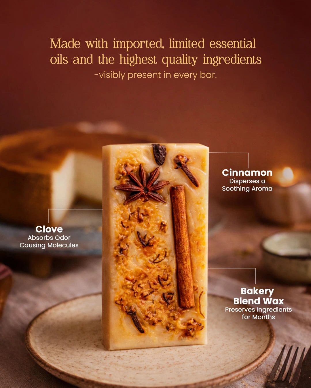 Spice Whisper | Scented Cinnamon Clove Wax Bar(Set of 2)