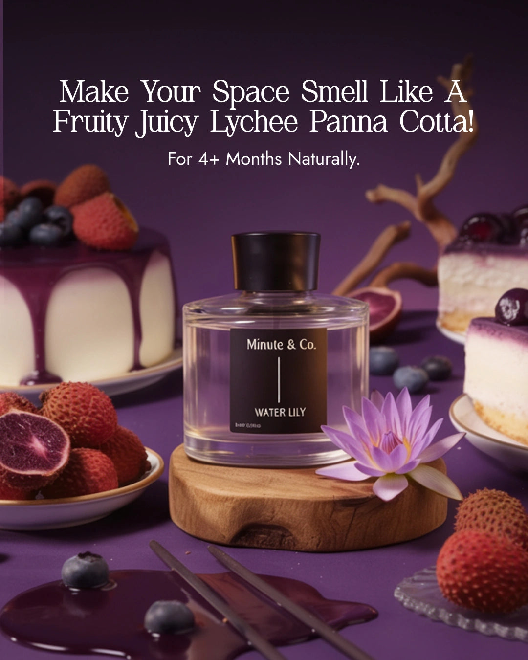 Lychee Panna Cotta | Water Lily Reed Diffuser Set | 100 ML